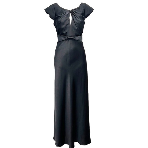 Calvin Klein Keyhole Cap Sleeves Formal Long Gown Black size 6